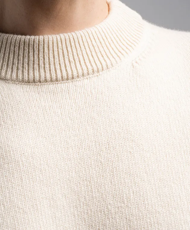 Alexander McQueen Maglione bianco in lana e cashmere 768797Q1A7G