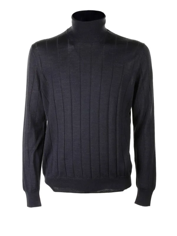 Blue ribbed turtleneck