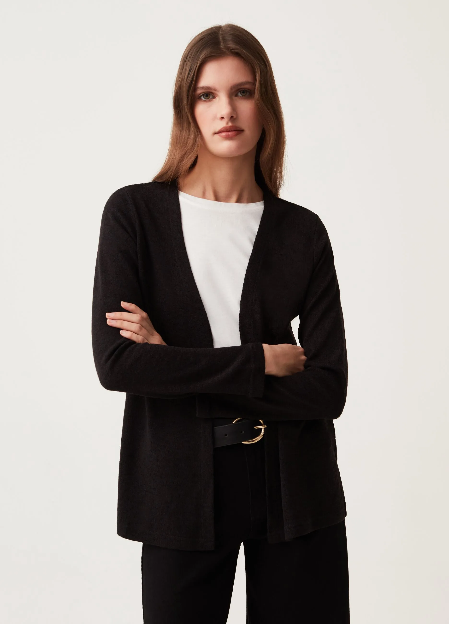 Cardigan con spacchi laterali