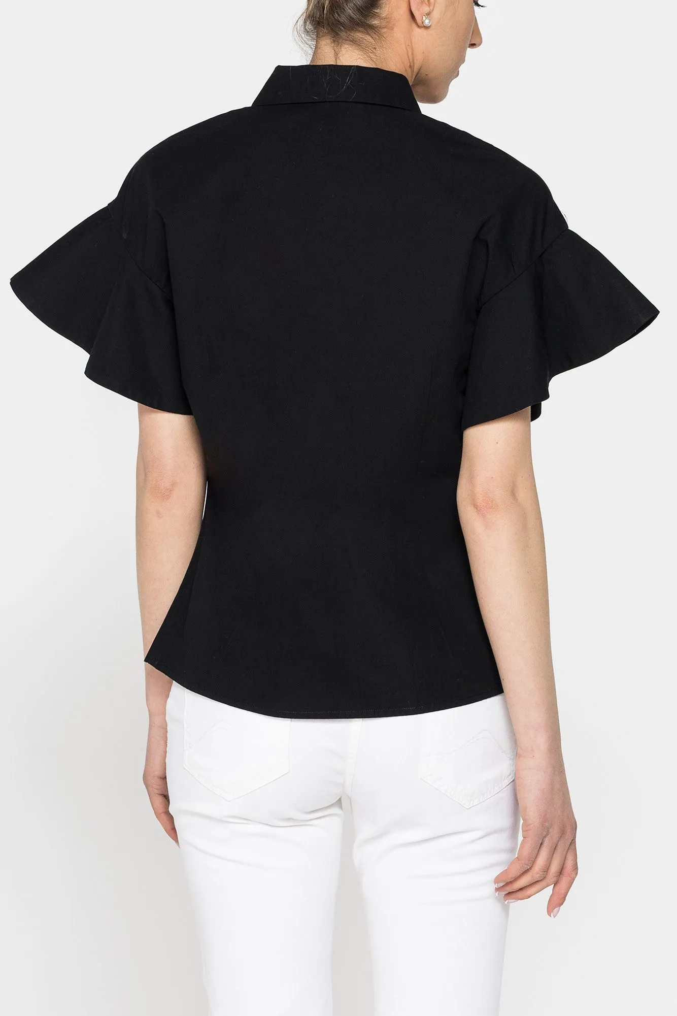 Carrera  ---------    ------------Camicia con manica corta volant - Nero