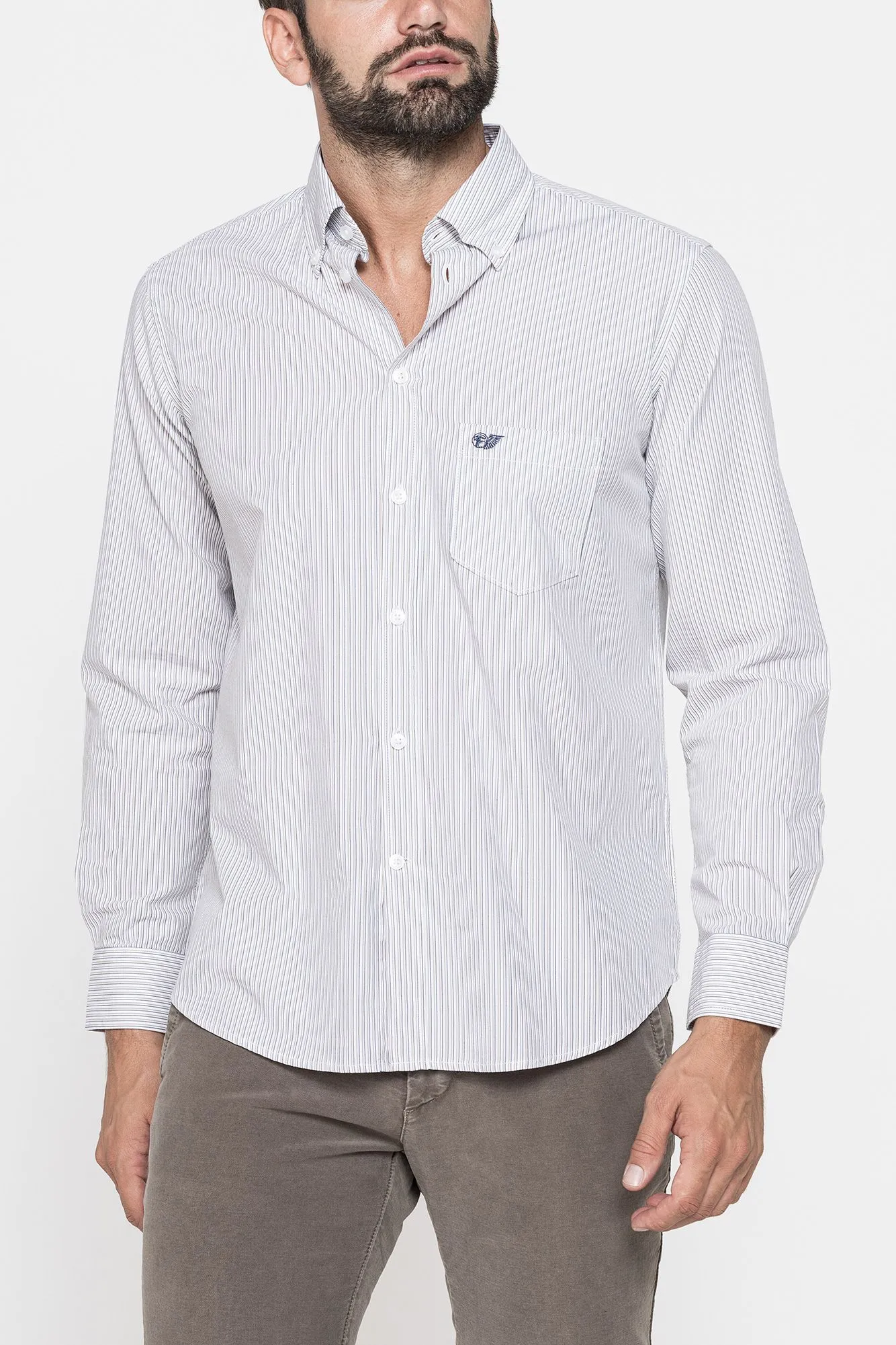 Carrera  ---------    ------------Camicia fantasia tinto filo - Bianco e beige