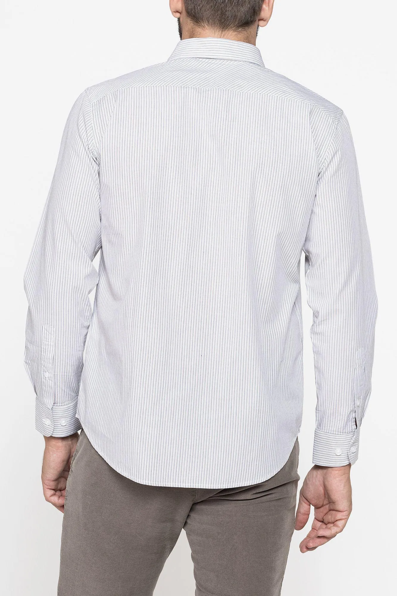 Carrera  ---------    ------------Camicia fantasia tinto filo con collo button-down - fantasia tinto filo a righe azzurre e beig