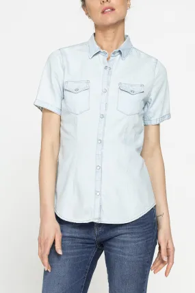 Carrera  ---------    ------------Camicia mancia corta in denim - Blu chiaro