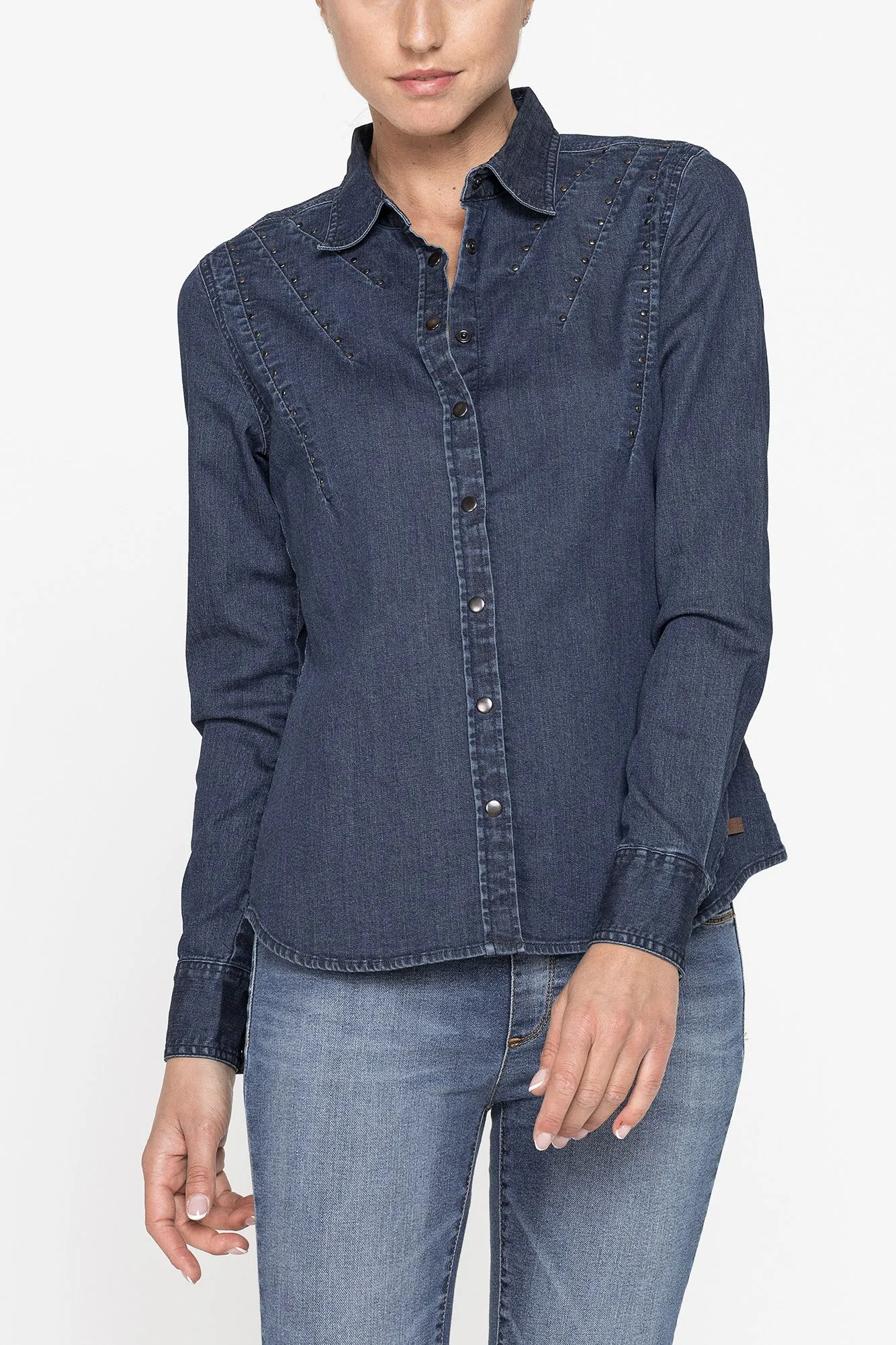 Carrera  ---------    ------------Camicia manica lunga in denim elasticizzato - Lavaggio blu scuro