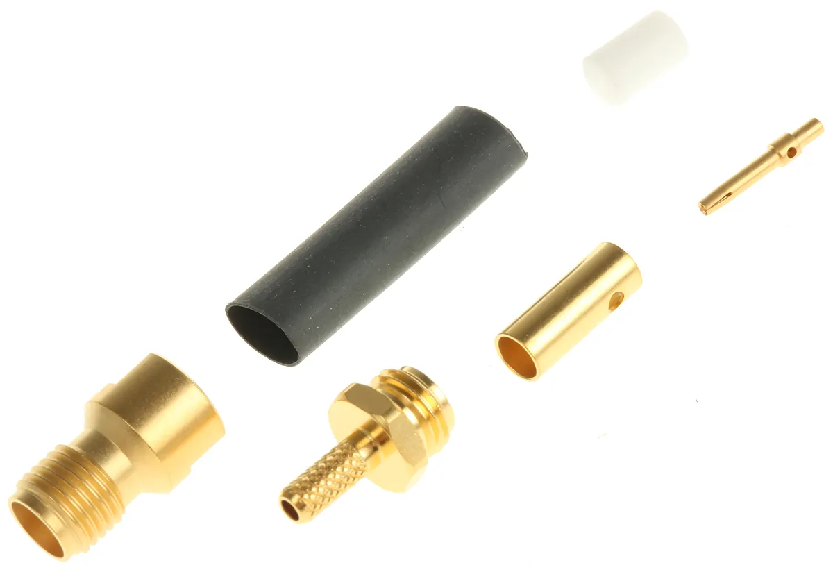 Connettore SMA Radiall femmina, diritto, 50Ω, montaggio su cavo, a Crimpare, saldare