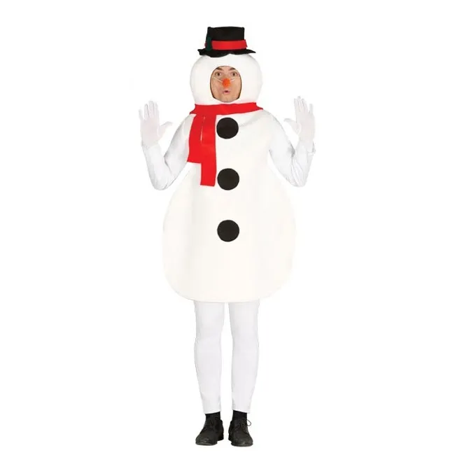 Costume da pupazzo di neve con sciarpa e cappello per adulti.