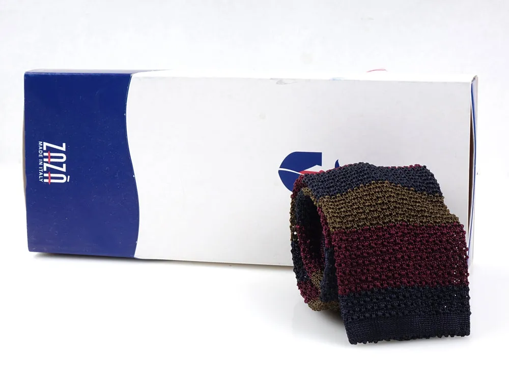 Cravatta a maglia PISA Blu/Verde Oliva/Bordeaux 