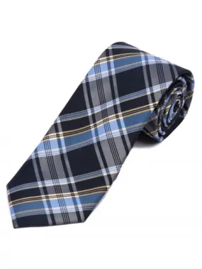 Cravatta business tartan blu navy blu ghiaccio