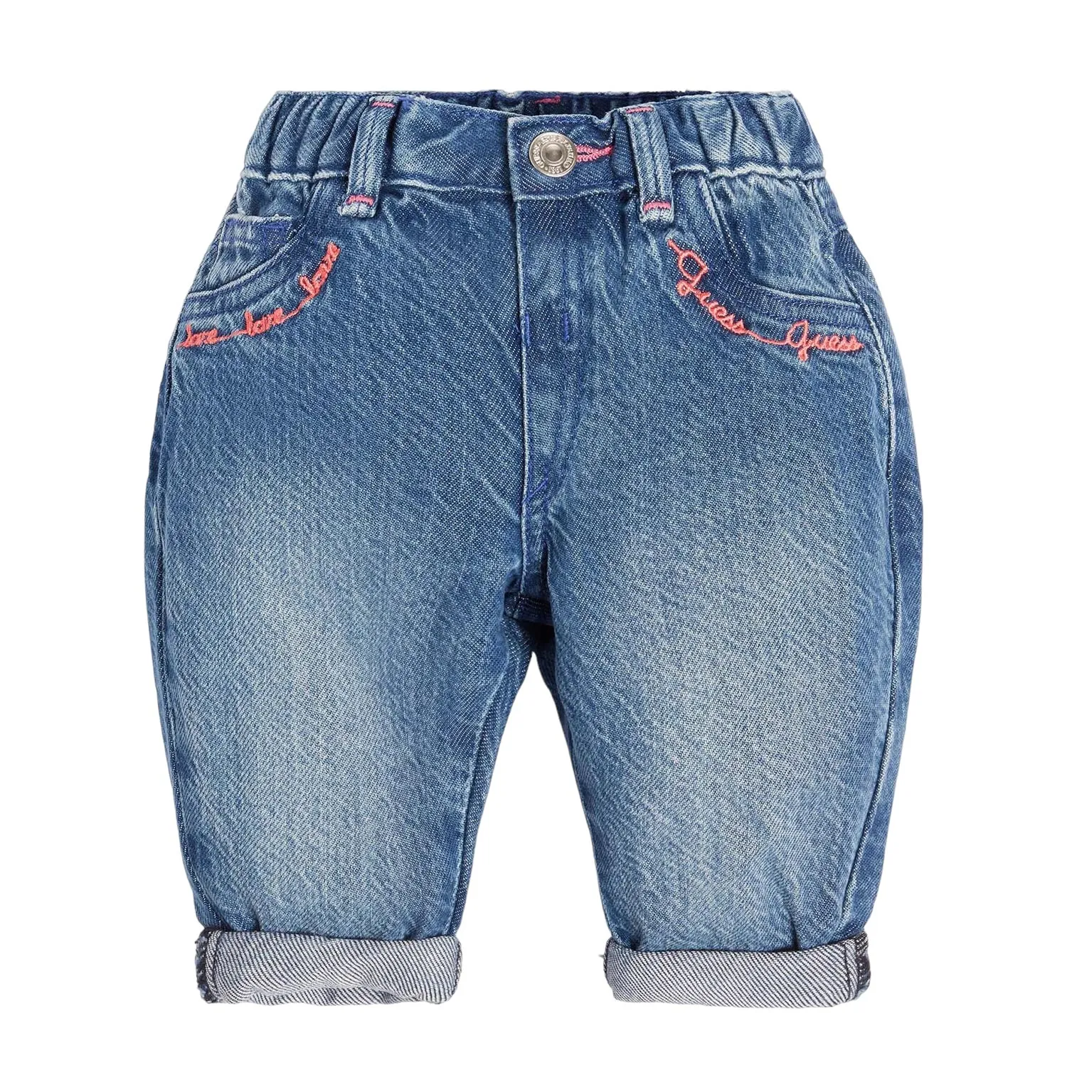 DENIM MOM HIGH RISE PANTS W/EM