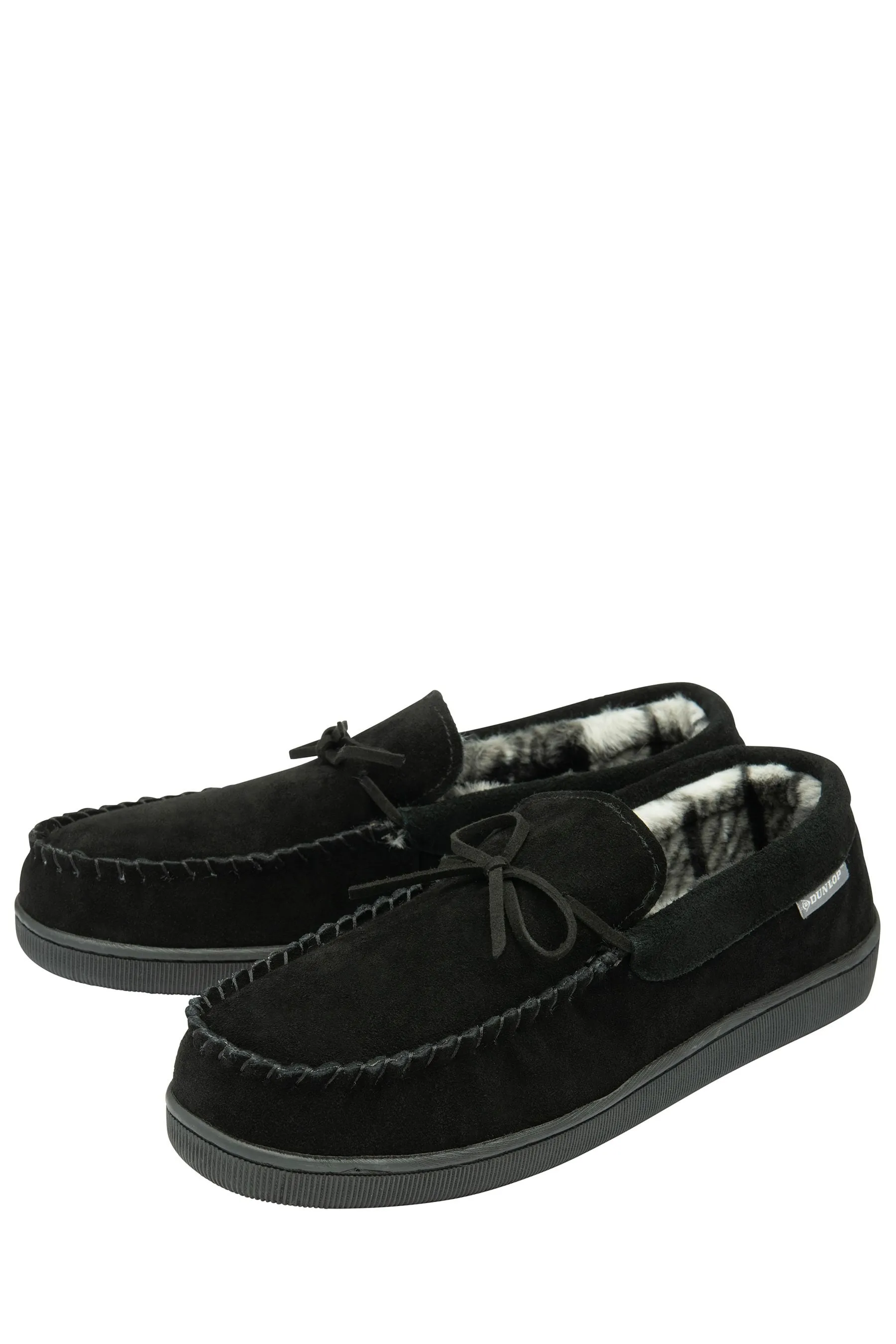 Dunlop Uomo - Pantofole a mocassino in vero camoscio
