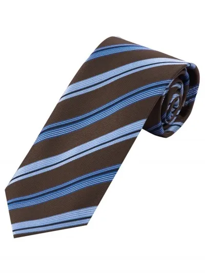 Elegante cravatta XXL a righe marrone scuro tortora nero profondo
