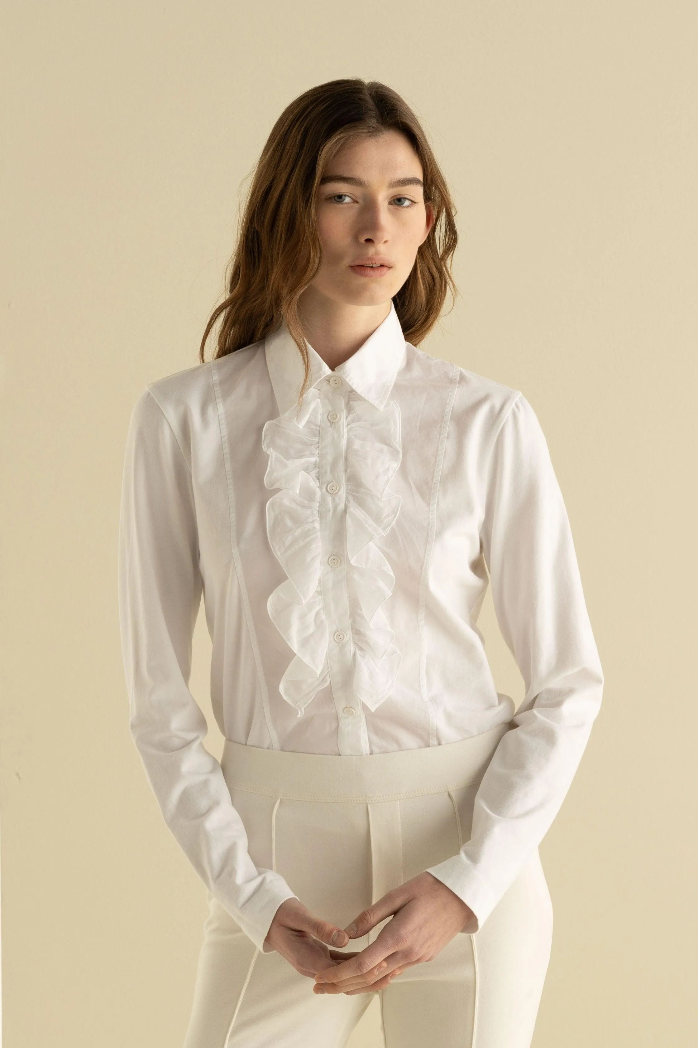 European Culture  ---------    ------------Camicia con Volant 68BU 2842