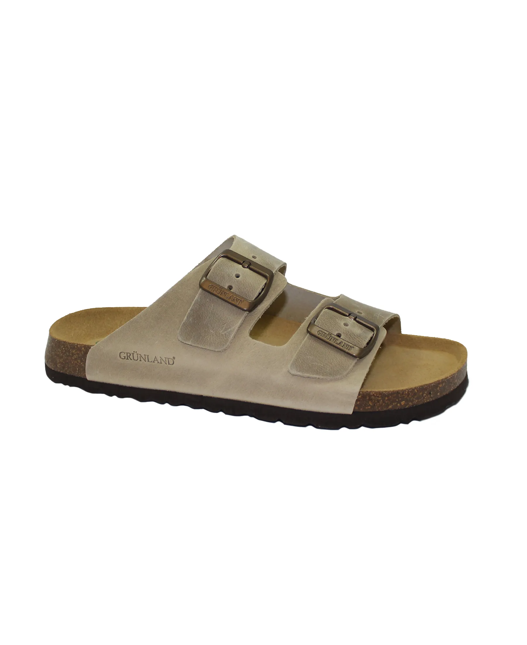 GRUNLAND BOBO CB1631 beige ciabatte uomo fasce fibbia pelle birk