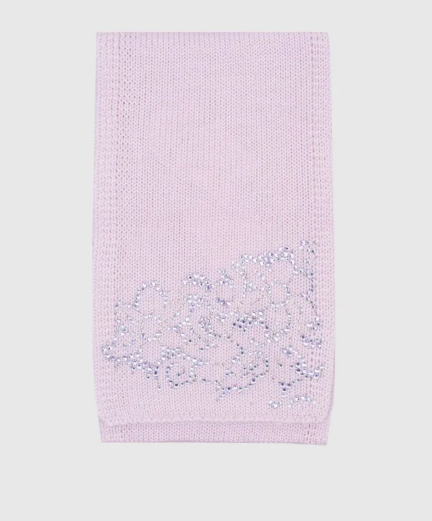 Il Trenino Sciarpa rosa per bambini realizzata in lana con cristalli 4417B