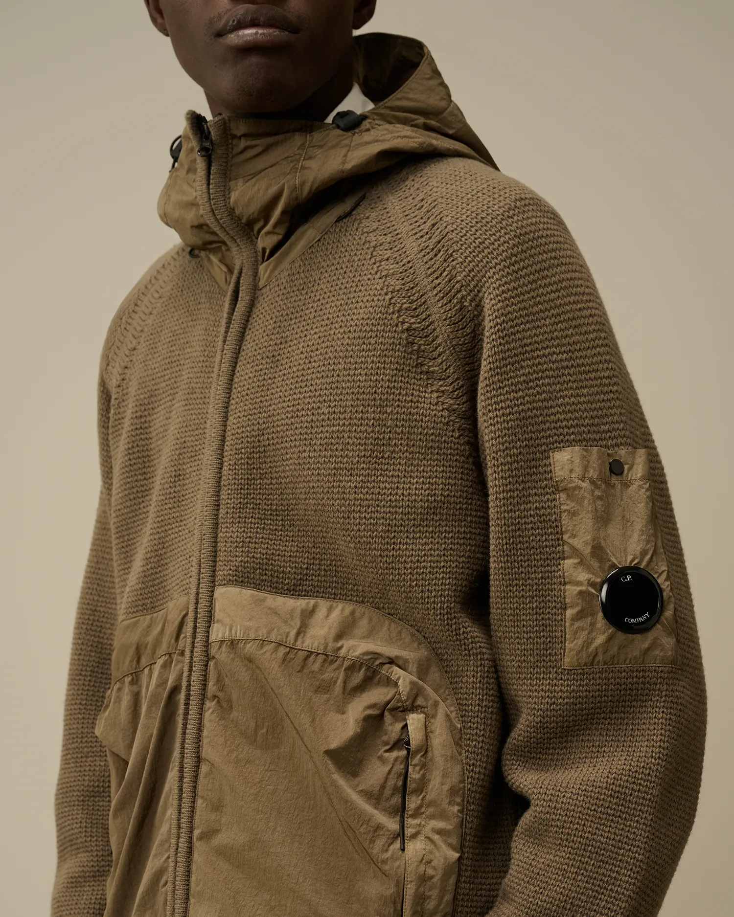 Lambswool Mixed Hooded Full Zip Knit