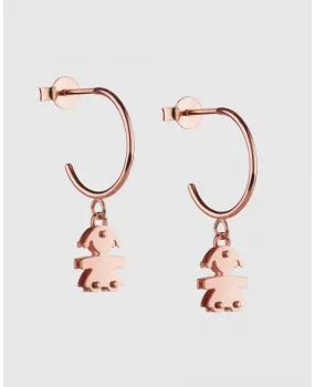 Le Bebè orecchìni cerchietto sagoma bimba mini oro rosa 9KT LBB555