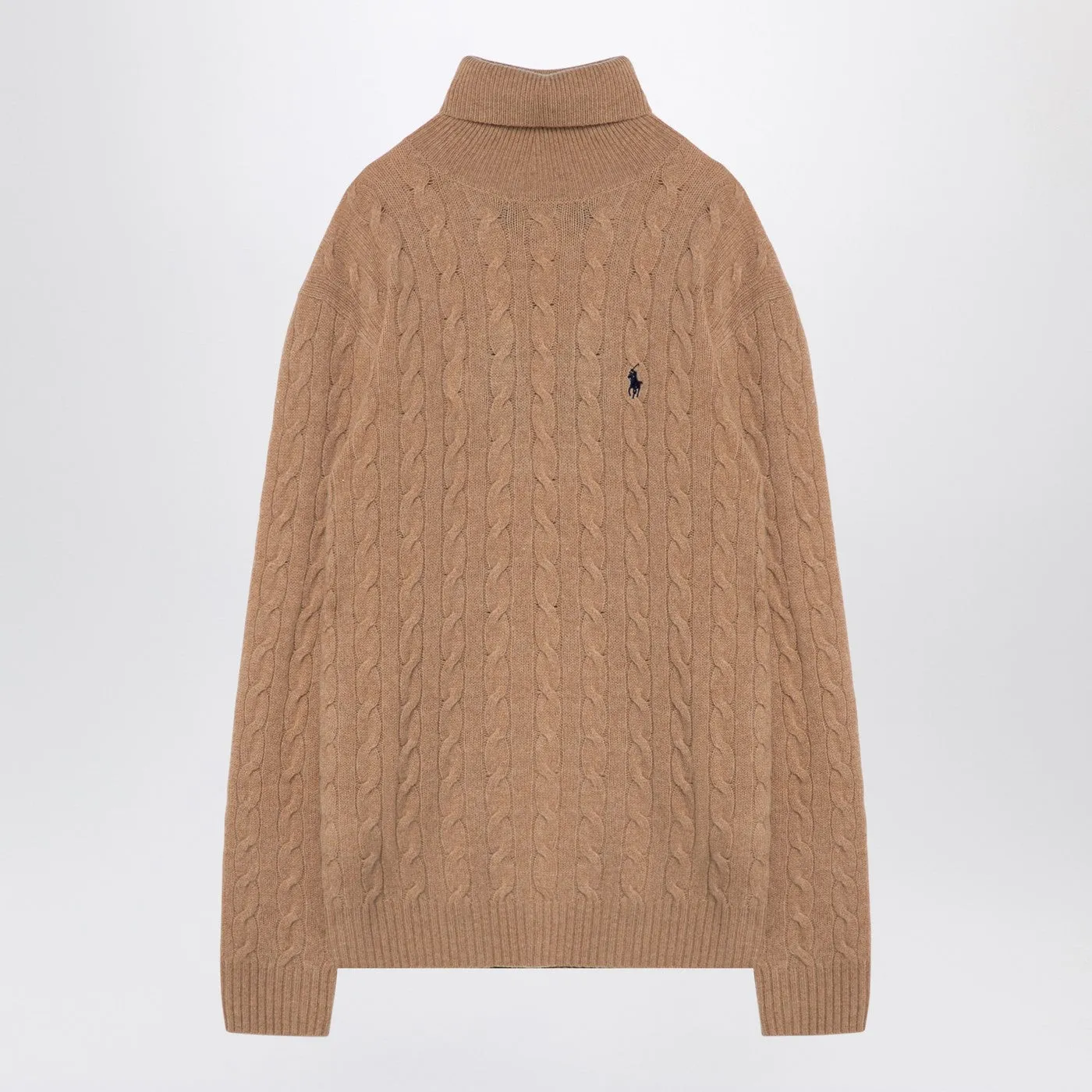 Polo Ralph Lauren Beige Cable Knit Turtleneck Sweater