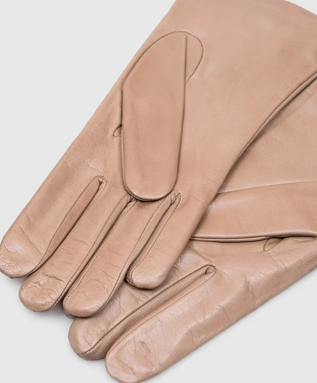 Sermoneta Gloves Guanti in pelle beige con cashmere 304