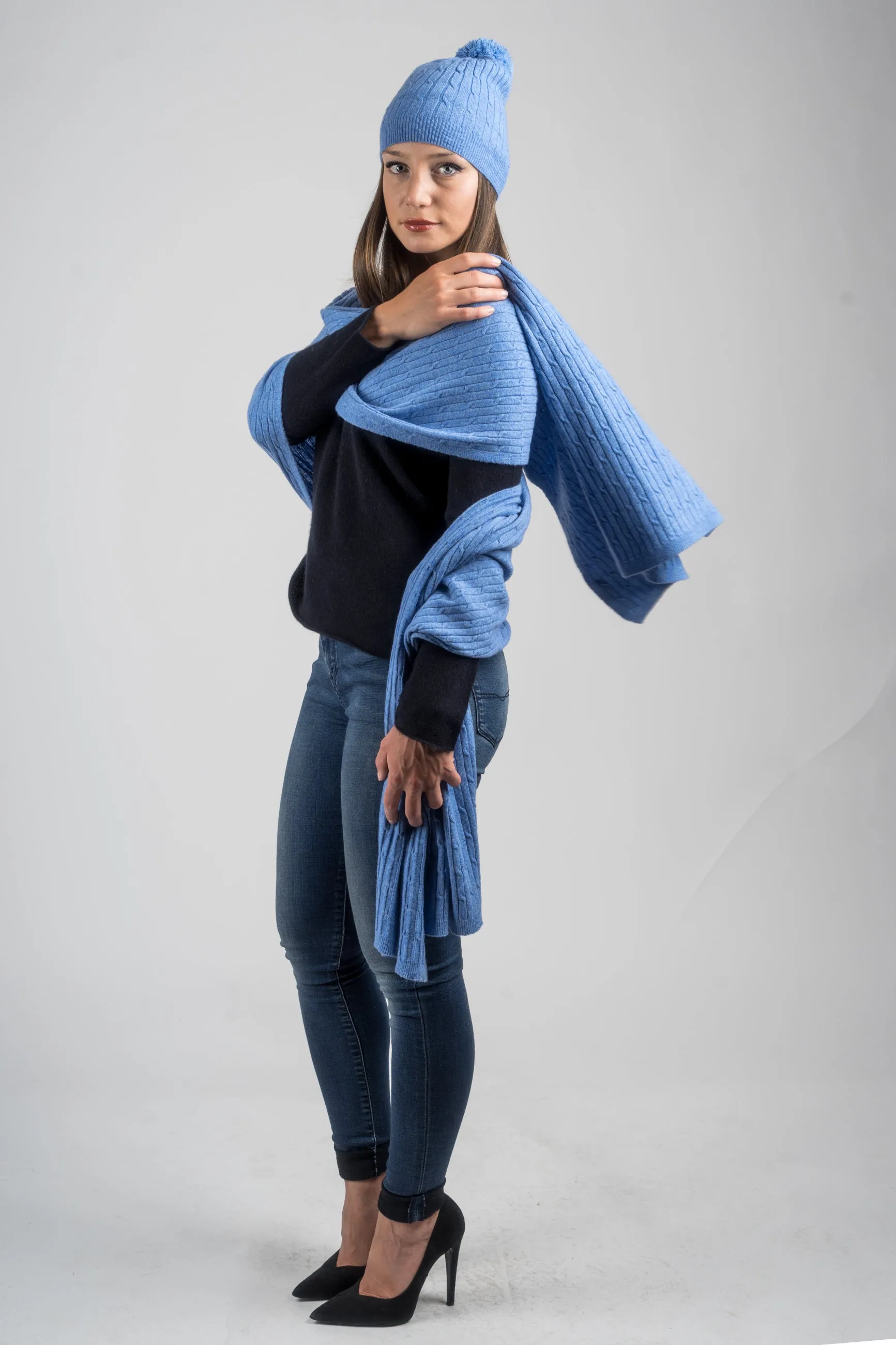 Stola a treccine misto cashmere
