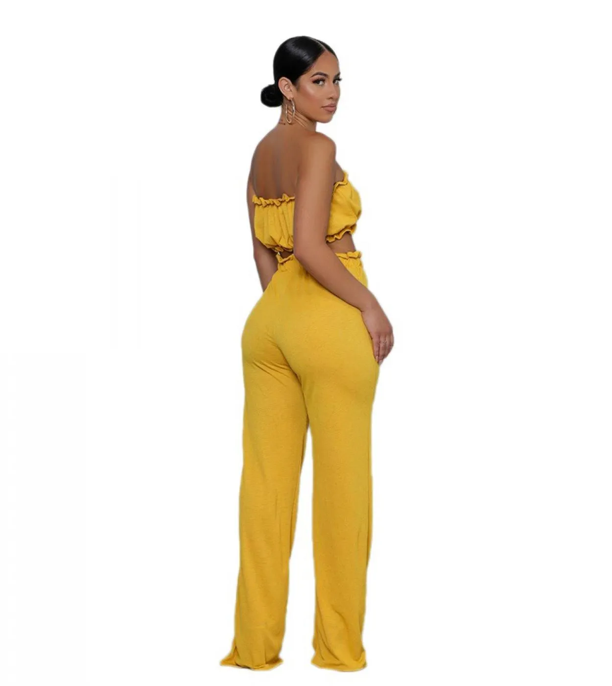 Wefads Set Suit Soild Color Casual Tube Top Pants Womens Two Piece Suit    Club Pant Set Summer Elegant Fashion Street